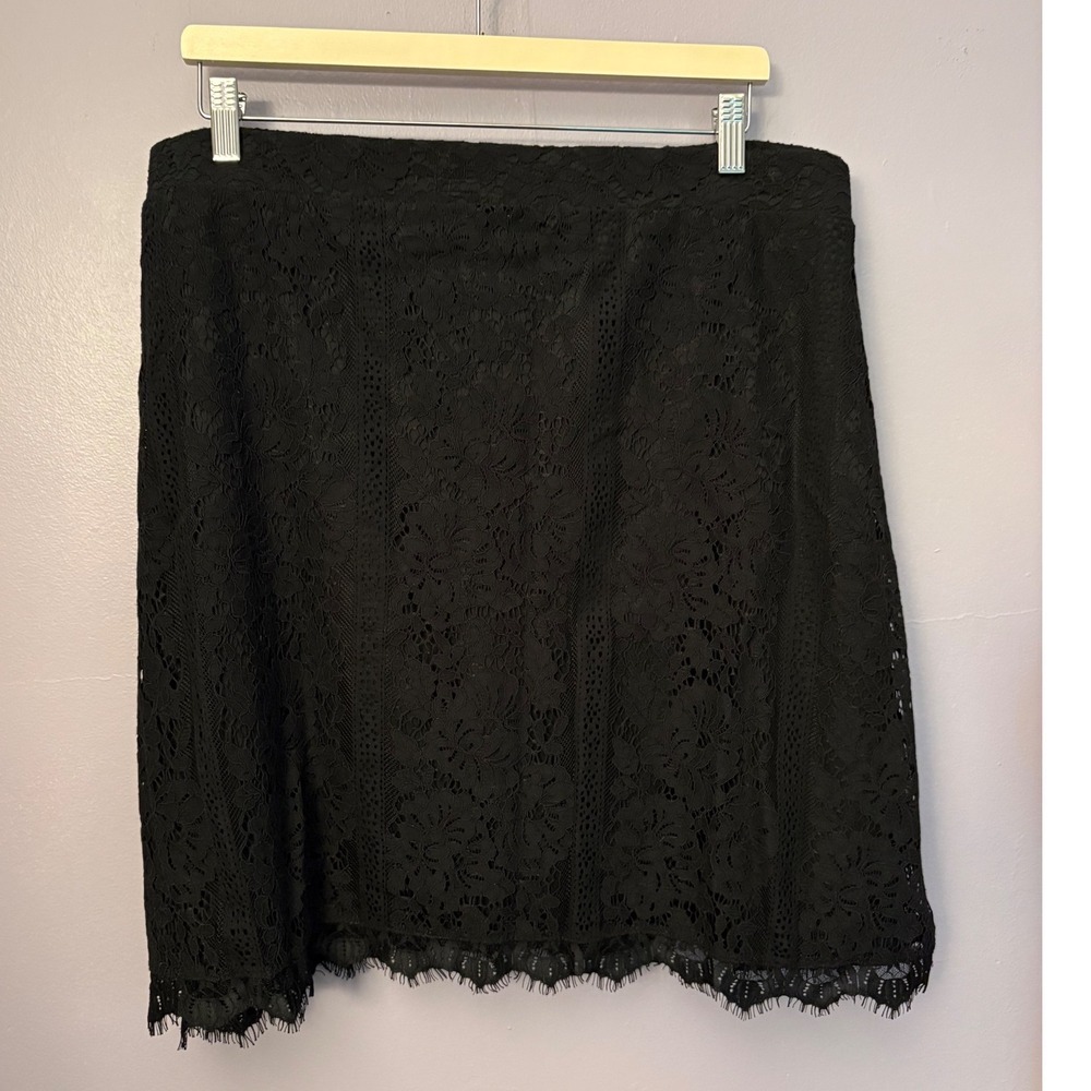 Whimsygoth Isaac Mizrahi Live Floral Lace Eyelash Hem Lined Skirt 2X Plus Size